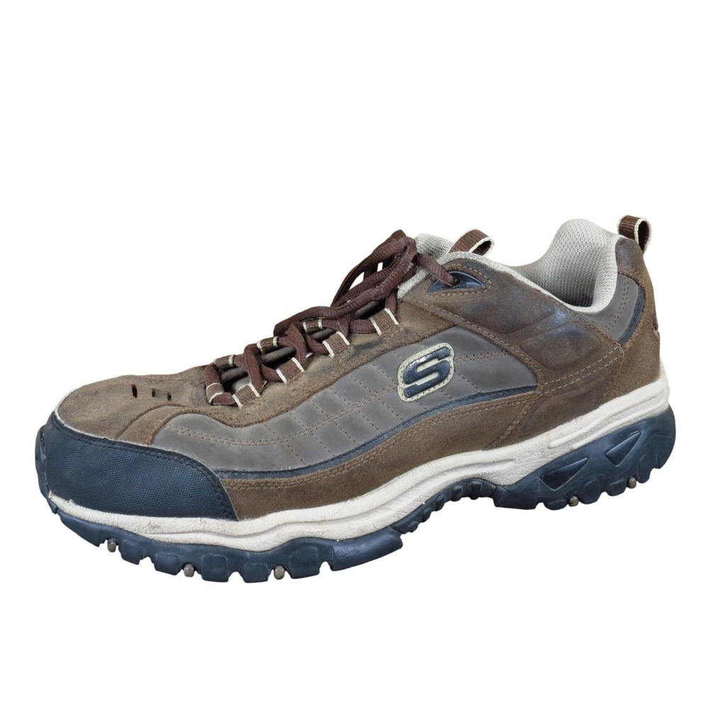 Skechers Energy Downforce Mens Sneaker Size 12 Extra Wide Walking Brown Leather